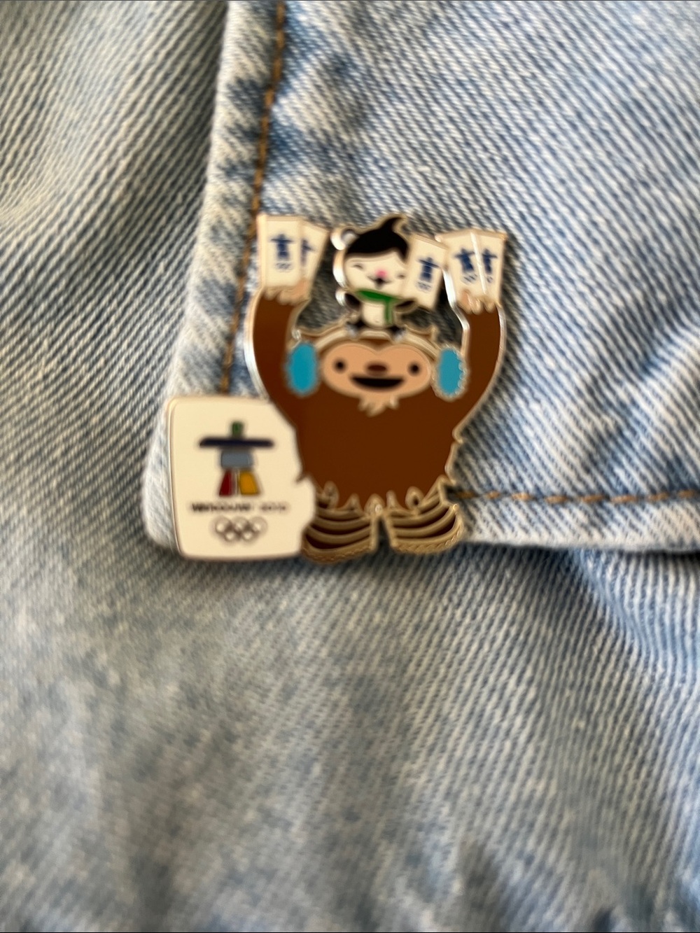 Brown & White Winter Mascot Enamel Pin - Women Jewelry